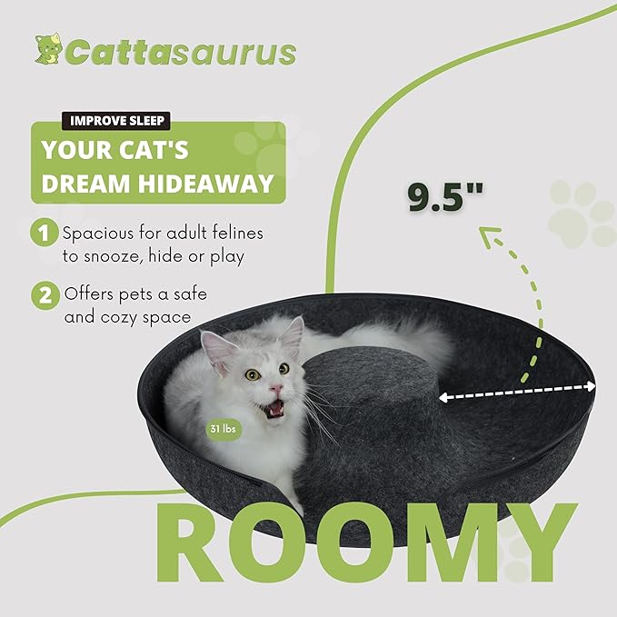 CATTASAURUS Peekaboo Cat Cave for Multiple & Large Cats Up to 30-45 Lbs, Scratch Detachable & Washable Tunnel Bed, Comfy Donut Cat Cave (Dark Gray, Jumbo)-Ruum Studio Home