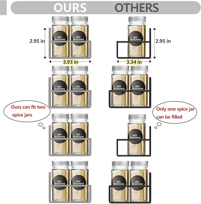 Magnetic Spice Rack Organizer for Fridge Seasoning Organizer for Kitchen Storage With Screw Magnetic Shelf for Oven, RV,Garage,Bathroom (Grey, 4pack)-Ruum Studio Home