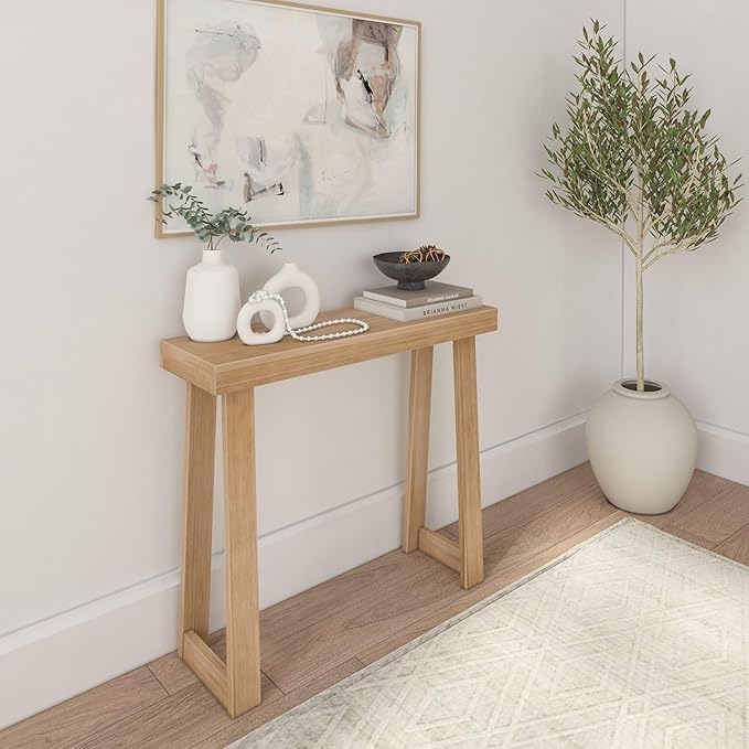 Plank+Beam Solid Wood Console Table, 36 Inch, Sofa Table, Narrow Entryway Table for Hallway, Behind The Couch, Living Room, Foyer, Easy Assembly, Blonde-Ruum Studio Home
