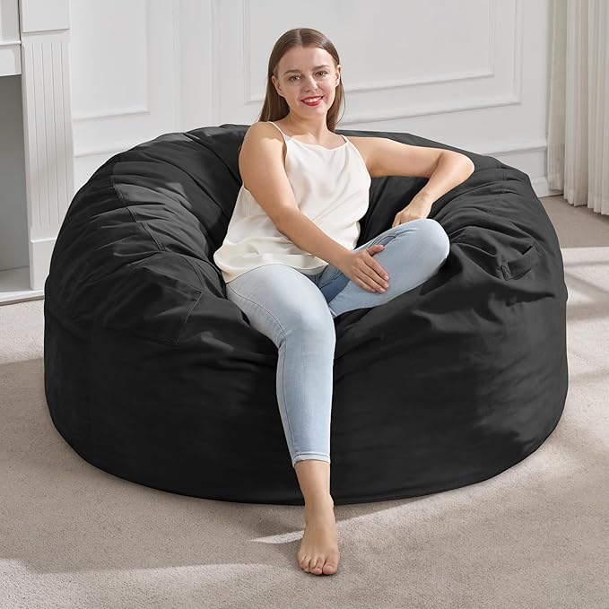 Hobestluk 4FT Bean Bag Chair Giant Bean Bag Chairs for Adults Large Bean Chairs with Removable Cover, Beanbag Chair with Filler, Adult Bean Bag Chairs for Living Room, Bedroom-Ruum Studio Home