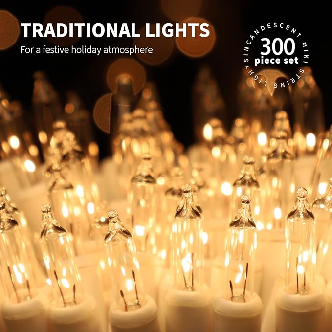 300LIGHTS(2*150L) Warm White Extra-Bright with End Connectors Christmas Decorative Lights 19.44m UL Certified Mini String Light Set Waterproof for Home Garden Holiday Tree Party Patio Wedding-Ruum Studio Home
