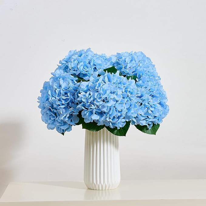 8Pcs Blue Fake Flowers Silk Hydrangea Artificial Flowers Bouquets Faux Hydrangea Stems for Home Table Centerpieces Wedding Party Decoration-Ruum Studio Home