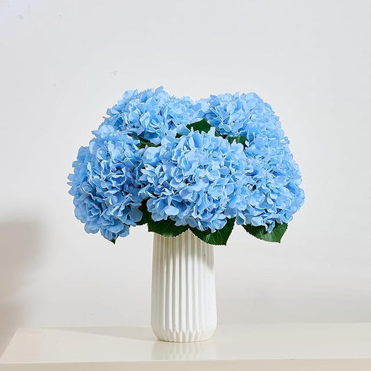 8Pcs Blue Fake Flowers Silk Hydrangea Artificial Flowers Bouquets Faux Hydrangea Stems for Home Table Centerpieces Wedding Party Decoration-Ruum Studio Home