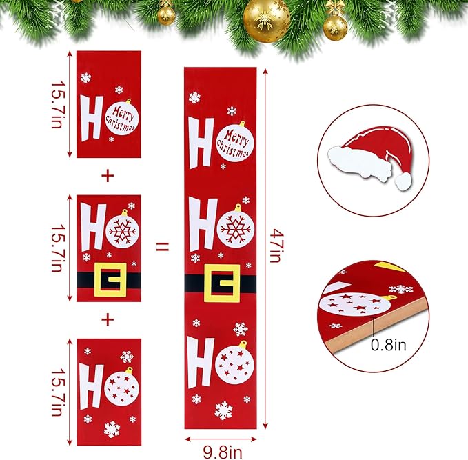HOMCDALY Wooden Santa Welcome Sign for Front Porch and Door, Outdoor Christmas Porch Decor and Farmhouse Decorations (47in)-Ruum Studio Home