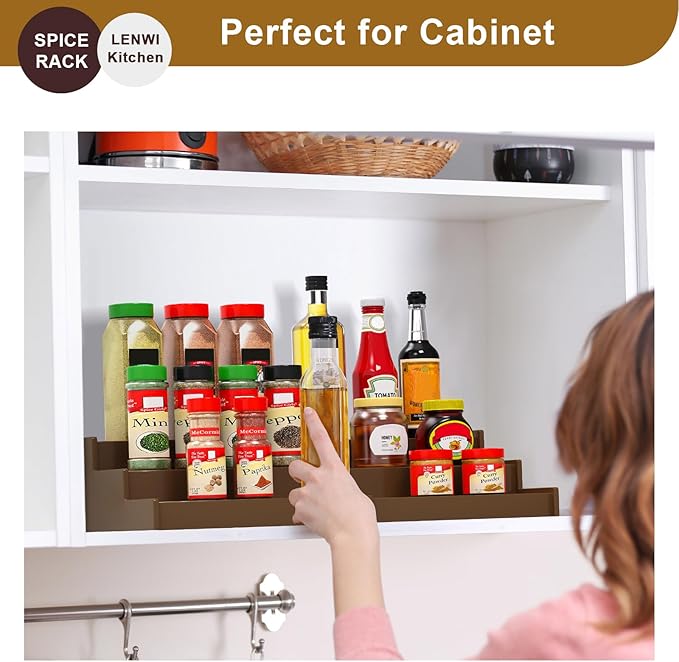 Spice Rack Organizer for Cabinet 2Pack, 3 Tier Expandable Bamboo Spice Storage, Great for Kitchen Cabinet, Cupboard,Pantry and More(Brown)-Ruum Studio Home