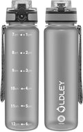 OLDLEY 32 oz Water Bottle, Motivational Water Bottle with Time Marker, Sports Water Bottle With Strap, Leakproof & BPA Free Large Water Bottles for School, Gym, Travel, Outdoor, Tritan,Gray-Ruum Studio Home