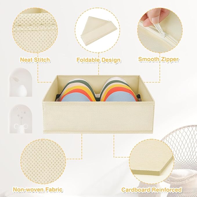 DIMJ Drawer Organizer Clothes 18 Pack - Foldable Baby Organizers and Storage & Dresser Organizer for Bedroom, Closet - Nursery Organization Dresser Dividers for underwear, Sock,Bra, Belt, Tie, Beige-Ruum Studio Home