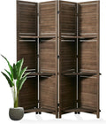 Room Divider with Shelves, 5.6 Ft Tall Folding Wood Screen with Double Hinges for Home Office Bedroom Hotel Decoration (4 Panels, Brown)-Ruum Studio Home