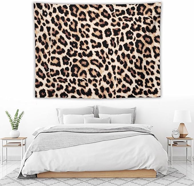 HZOHNAGO Leopard Print Tapestry Rustic Brown Leopard Wild Animal Printed Wall Tapestry Painting Wall Hanging for Bedroom Living Room Dorm 80" W x 60" H-Ruum Studio Home