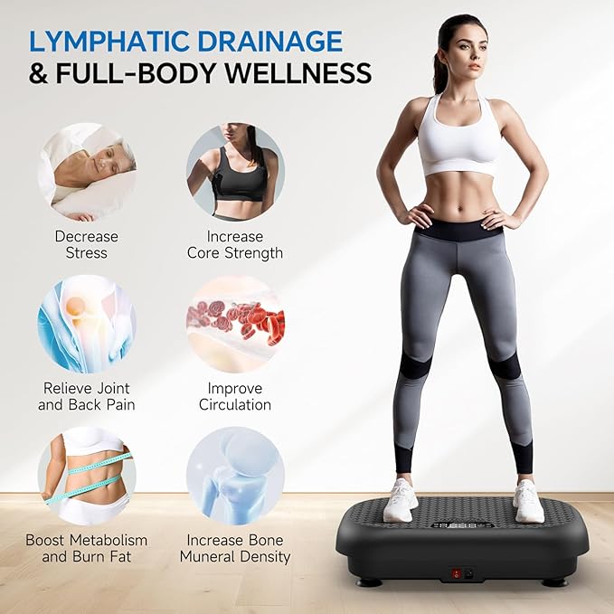 Vibration Plate Exercise Machine Weight Loss, Full Body Shaker Workout Vibration Plates Lymphatic Drainage, Stand Shake Vibrating Plate for Women Men 450 Lbs Capacity Fitness Platform-Ruum Studio Home