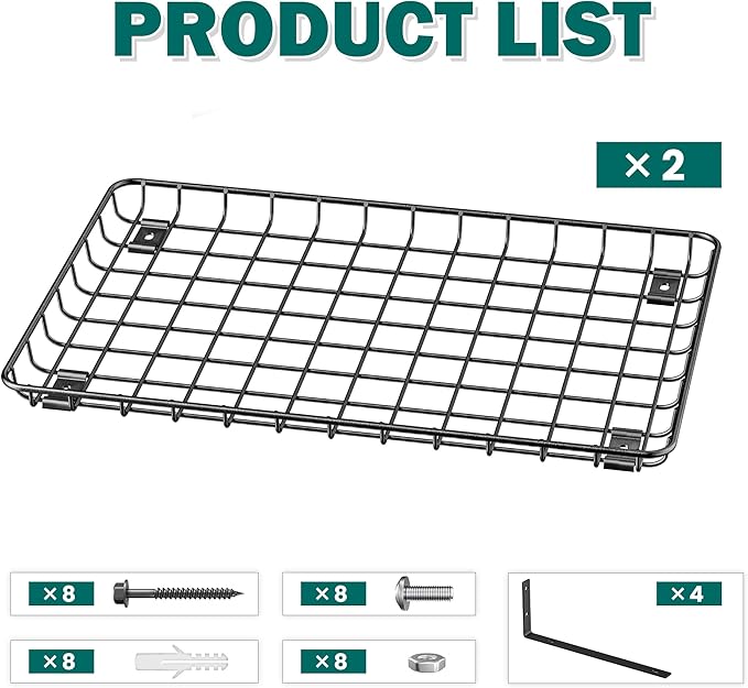 EVERHANGER Garage Wall Shelves 12x18 Inch, Wall Mounted Storage Shelf, Metal Shelf Rack, Heavy-Duty Shelf Organizer 2 Pack, Black-Ruum Studio Home