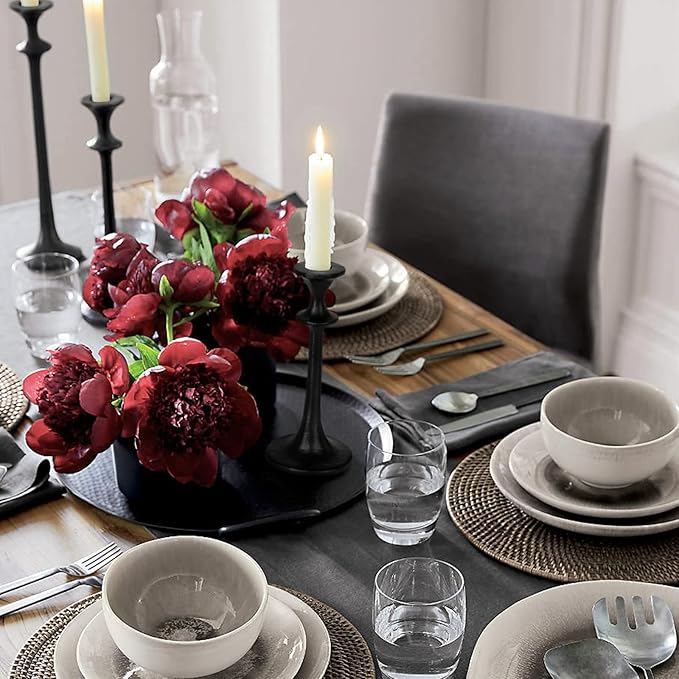 Black Iron Taper Candle Holder - Set of 3 Decorative Candle Stand - Candlestick Holder for Wedding, Dinning, Party-Ruum Studio Home