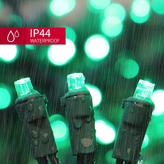 Green Wide Angle LED Christmas Lights, 64.8 Ft 300 Count, Pack of 3 Strands 21.9 Ft 100 Lights UL Certified Commercial Grade Green Wire 5mm Holiday String Light-Ruum Studio Home