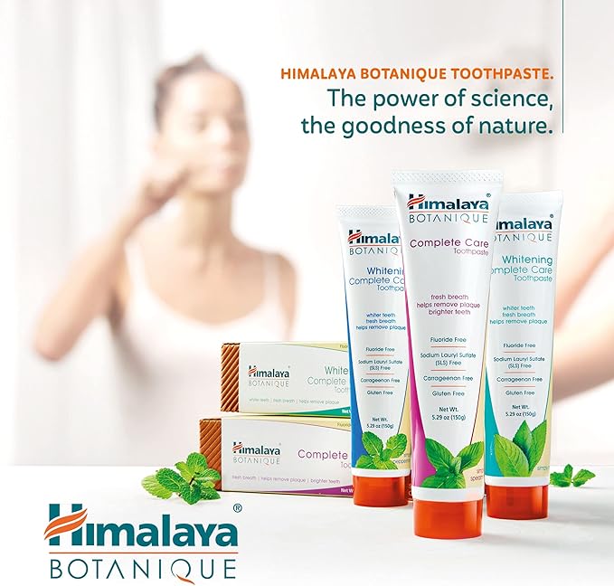 Himalaya Botanique Complete Care Whitening Toothpaste, Simply Peppermint, Fluoride Free for a Clean Mouth, Whiter Teeth and Fresh Breath, 5.29 oz, 4 Pack-Ruum Studio Home