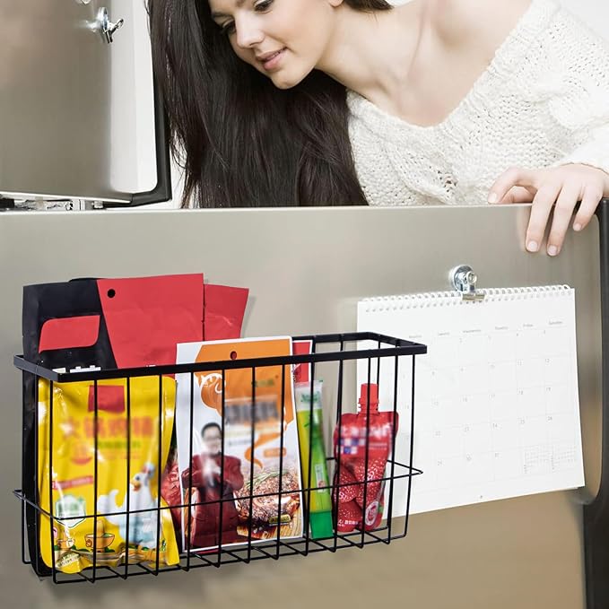 dedoot Magnetic Holder Locker 14.1"x 3.9"x 7" Strong Magnetic Black Mesh Holder Magnetic Basket Organizer Shelf Rack for Whiteboard,Fridge, Sponge, Recipe, Beverage,Refrigerator,Office File Foil-Ruum Studio Home