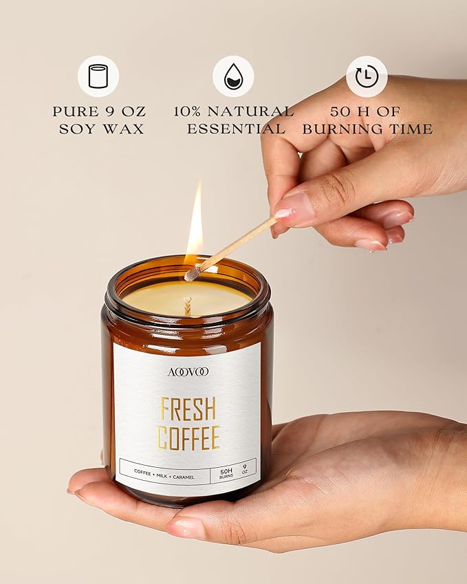AOOVOO Fresh Coffee Candles - 9 oz Scented Candles, Aromatherapy Candle, Soy Candle for Home Scented-Ruum Studio Home