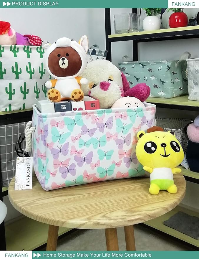 FANKANG Rectangular Laundry Basket Nursery Storage Fabric Storage Bin Storage Hamper,Gift Baskets (Butterfly)-Ruum Studio Home