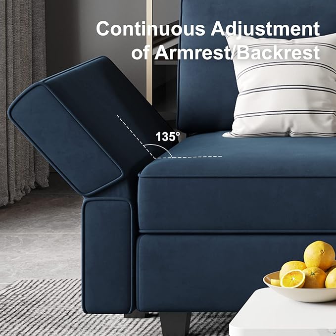 Belffin Modular Loveseat Sofa Couch with Storage Seats Velvet 2 Seater Love Seats for Small Spaces Blue-Ruum Studio Home