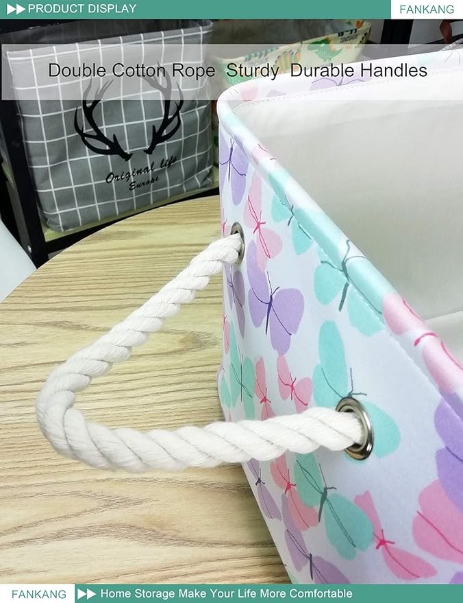 FANKANG Rectangular Laundry Basket Nursery Storage Fabric Storage Bin Storage Hamper,Gift Baskets (Butterfly)-Ruum Studio Home
