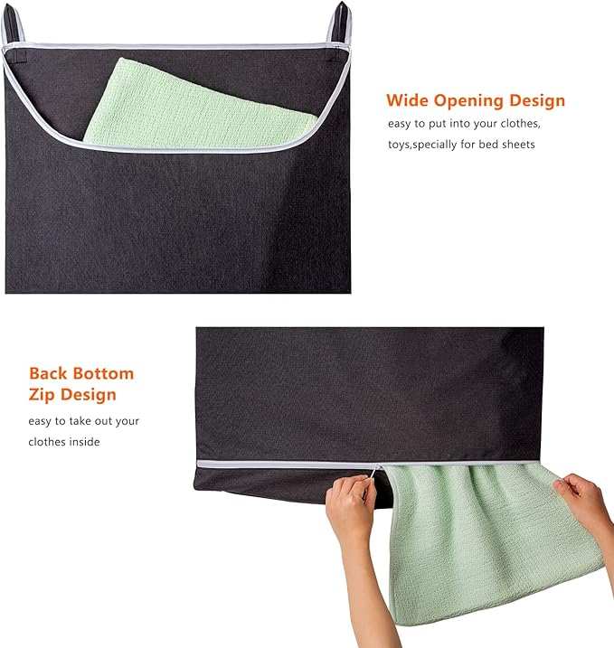 XL Hanging Laundry Hamper Bag, Black Door Hanging Hamper with Large Openging Hanging Laundry Hamper Storage Bag Large Size 36X22 Inch (Black)-Ruum Studio Home