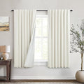 Short Black Out Curtains 54 Inch Long for Bedroom Small Window 2 Panel Back Tab Pocket Lightweight Blackout Insulating Noise Reducing Cooling Curtain for Summer Heat Winter Dining Room Darkening Cream-Ruum Studio Home