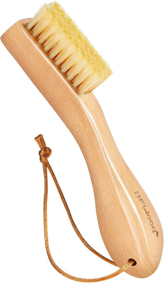 BFWood Laundry Stain Brush, Natural Soft Boar Bristles, Removes Tough Stains from Delicate Fabrics Like Knits, Cotton, and Linens, Gentle on Fabrics, No Damage-Ruum Studio Home