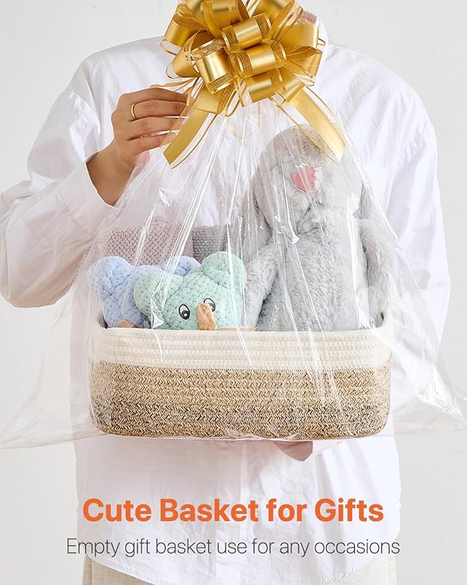 KALLAX Small Woven Basket, 12 x 8 x 4.5 Inches, Storage Basket for Organizing, Cute Small Rope Shelf Closet Cube Storage Bins Baskets for Shelves, Dog Toy Gift Baskets Empty, 3 Pack Gradient Brown-Ruum Studio Home