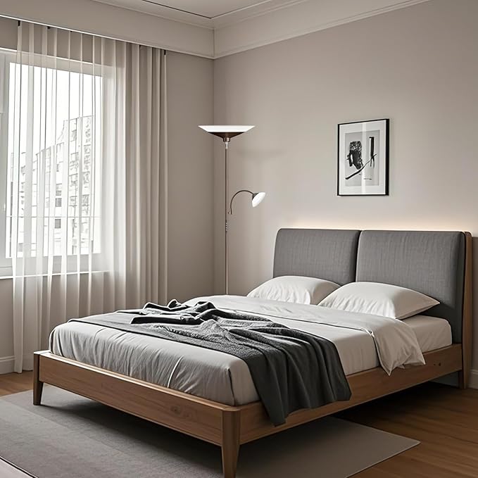 Brown Torchiere LED Floor Lamp - 72" Rotating Standing Lamp with Remote, 34W Dimmable Floor Light with Color Changing, Tall Bright Corner Lamp for Reading Living Room Bedroom Office-Ruum Studio Home