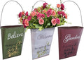 GDYOOSHOW 3Pcs 7.4" Tall Galvanized Metal Hanging Planter Rustic Wall Flower Bucket Echelon Wall Pot for Garden Balcony Indoor or Outdoor-Ruum Studio Home