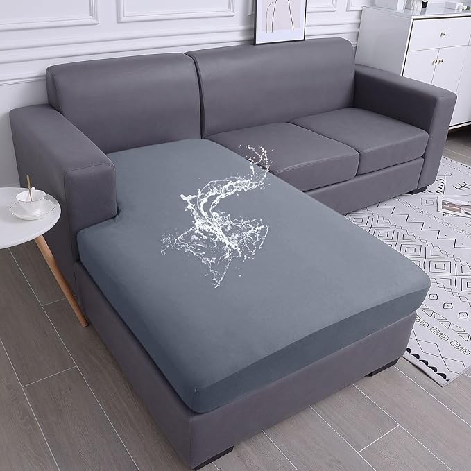 hyha Waterproof Couch Cushion Covers, Sectional Sofa Slipcovers Washable, L Shape Chaise Dog Couch Covers for Sectional Sofa, Universal Furniture Protector (1 Piece for Chaise, Grey)-Ruum Studio Home