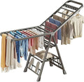 Mimiblack Heavy Duty Clothes Drying Rack Foldable with Wheels, 71'' Extra-Thick Metal Laundry Dryer Stand, 27 Rods Free-Standing for Indoor/Outdoor Windproof Use - Large Size-Ruum Studio Home