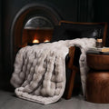 EVERGRACE Ultra Soft Luxury Fluffy Ridgeline Faux Rabbit Fur Throw Blanket, Thick Warm Bubble Throw for Bed, Cozy Plush Reversible Blankets for Couch, Chair, Sofa, Taupe, 50x60 Inches, 870 GSM-Ruum Studio Home