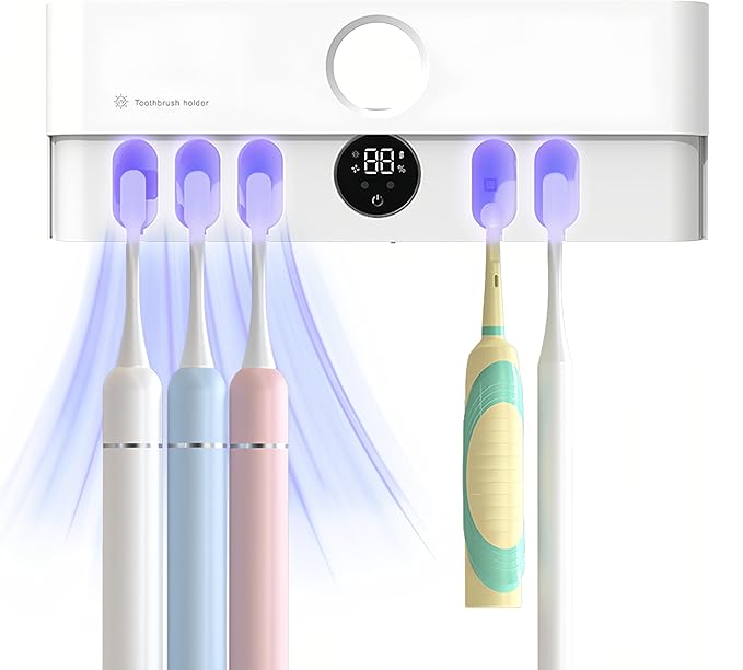 Electric Toothbrush Holder and Cleaner Auto Cleaning and Drying Toothbrushs in Circle Wall Mounted for Bathroom Accessory Auto Open/Close Cover Rechargeable Home Gadgets-Ruum Studio Home
