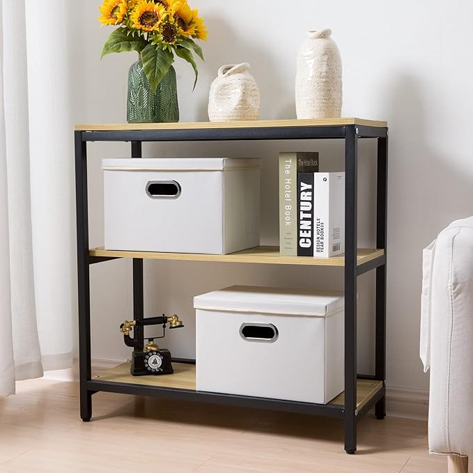 PRANDOM Foldable Storage Bins with Lids [5-Pack] Leather Fabric Collapsible Storage Boxes Organizer Containers Baskets Cube with Cover for Bedroom Closet Office Nursery White (14.9x10.8x10)-Ruum Studio Home