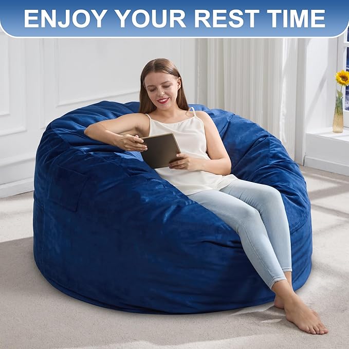 Hobestluk 4FT Bean Bag Chair Giant Bean Bag Chairs for Adults Large Bean Chairs with Removable Cover, Beanbag Chair with Filler, Adult Bean Bag Chairs for Living Room, Bedroom-Ruum Studio Home