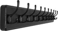 SKOLOO Large Black Wall Mounted Coat Rack - 38.6'' Long Coat Rack for Wall, Pine Solid Wood Coat Hook Hanger - 10 Hooks for Hanging Clothes Backpack Coats-Ruum Studio Home