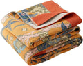 Boho Muslin Blanket for Adults 4-Layer Gauze Twin Size Soft Cozy 100% Cotton Summer Cooling Blanket Floral Decor for Sofa Bed Coverlet Both Sides (Flowr Branch Orange, Twin 60 x 80 in)-Ruum Studio Home