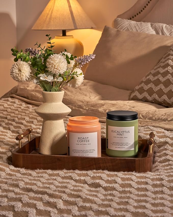M&SENSE Coffee Candles Scented Strong, 2 Wick Jar Candle 19.4oz, 110 Hours Burning Time, Organic Natural Soy Wax Candle for Bedroom Kitchen Home Decor, Housewarming Gift for Men and Women-Ruum Studio Home