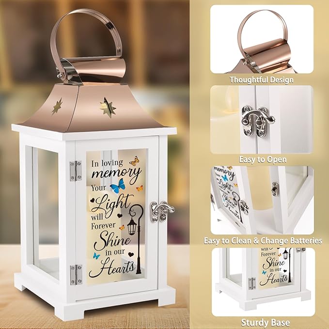 Memorial Lantern, Sympathy Gifts for Loss of Mom/Dad/Loved One, Bereavement Gifts, in Memory of Loved One Lantern,Celebration of Life, Memorial Gifts, Funeral Lantern, in Loving Memory Your Light ...-Ruum Studio Home
