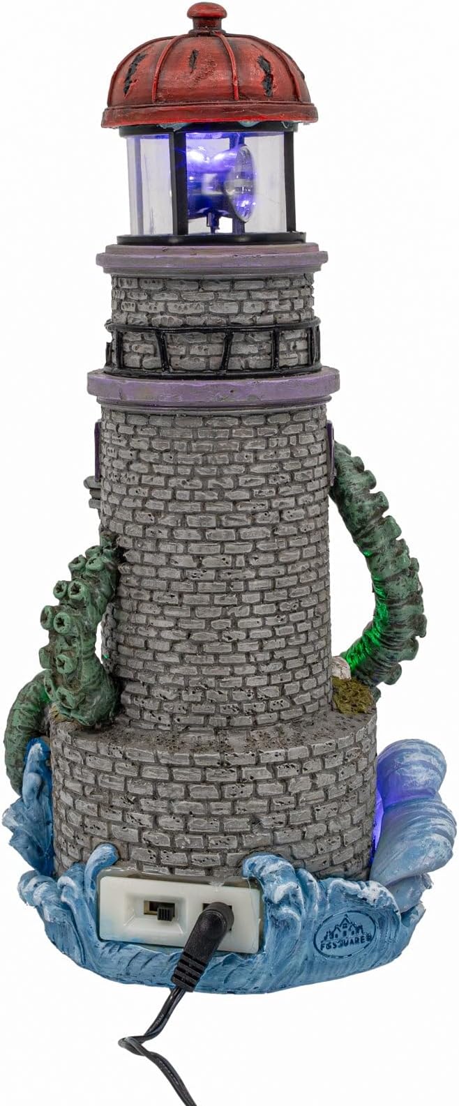 Lighthouse Attack Kraken Theme Spooky Halloween Village Multi-Color LED Lights, Animated Rotating Food Light and Music 6" x 5.5" x 12"-Ruum Studio Home