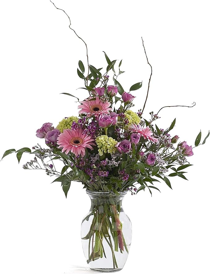 Floral Supply Online - 8" Clear Rose Vase and Flower Guide Booklet - Decorative Glass Flower Vase for Floral Arrangements, Weddings, Home Decor or Office.-Ruum Studio Home