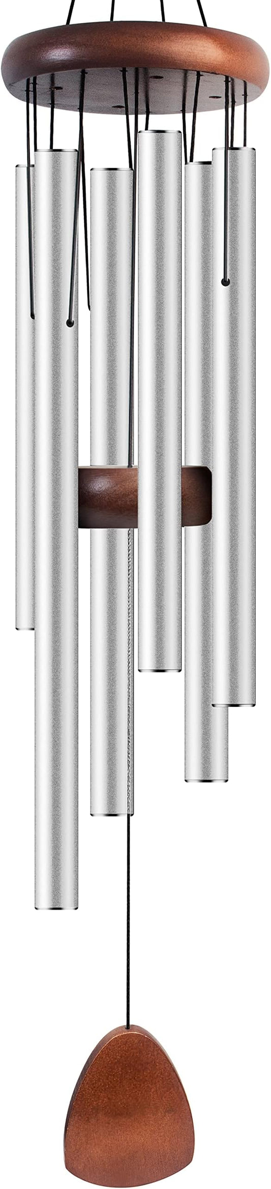 Large Aluminium Wind Chimes 37 Inches to Create a Zen Atmosphere Suitable for Outdoor, Garden, Patio Decoration. Classic Wind Chimes with Wind Catcher Suitable as A Gift for Unisex(Silver)-Ruum Studio Home
