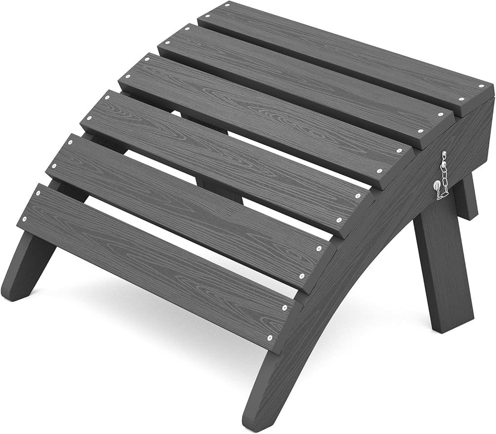 KINGYES Folding Adirondack Ottoman for Adirondack Chair, Grey-Ruum Studio Home