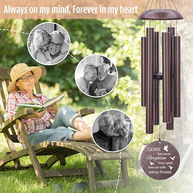 Personalized Sympathy Wind Chime, Memorial Wind Chimes in Memory of a Loved One Gift, Memorial Gifts Wind Chimes for Outside Patio Home or Garden Decor-Ruum Studio Home