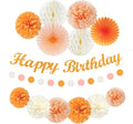 Orange Hippie Birthday Party-Decorations Paper-Flowers - 14pcs Happy Banner Fall Honeycomb Tissue Pom Poms,Boho Streamers Garland Fans,Sweet Peach Groovy Sunset Groovy Hanging Supplies Decor Hugfond-Ruum Studio Home