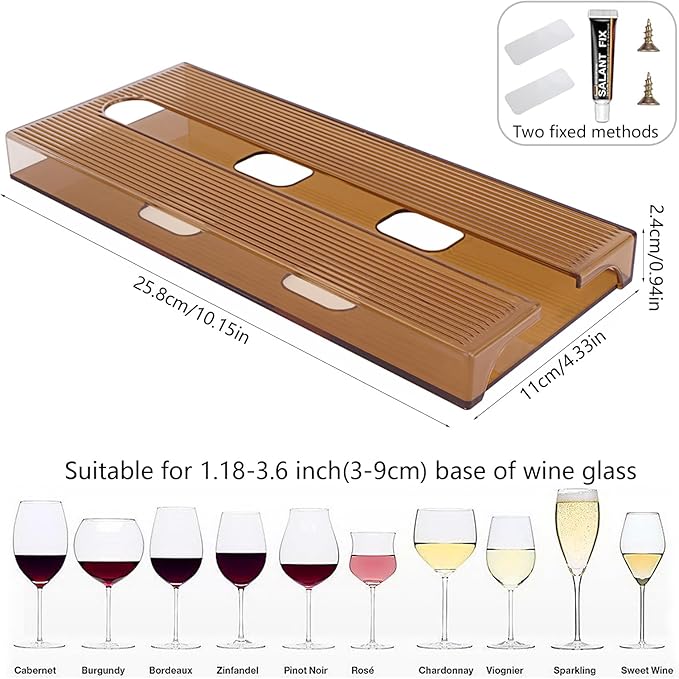 4 Pcs Wine Glass Holder Under Cabinet,Plastic Stemware Rack Punch-free Hanger Under Counter for Bar,Kitchen and Restaurant(Brown)-Ruum Studio Home