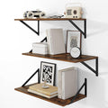Heimlove 24" W x 12" D Wall Shelves for Books, 12 Inch Deep Floating Shelves Set of 3, Wide Floating Bookshelf with Metal Bracket for Living Room, Kitchen, Office, Bedroom and Decor - Rustic Brown-Ruum Studio Home
