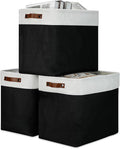 DULLEMELO Fabric Storage Baskets 3 Pack - 17x12x15 inch Large Foldable Fabric Organizer for Storage Decorative Storage Bins for Home,Closet(White&Black)-Ruum Studio Home