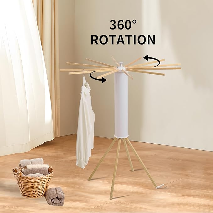 Clothes Drying Rack 4 Legs,Laundry Hanger Dryer Rack,Portable Drying Rack,Foldable Drying Rack-Drying Rack Clothing Laundry Bedroom Household Wooden-12rods-Ruum Studio Home