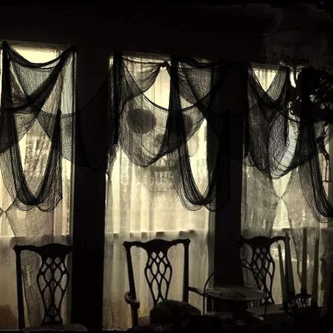 Biubee 5Pcs Halloween Black Creepy Cloth - Spooky Gauze Fabric Cloth for Haunted Horror House Halloween Party Doorway Outdoors Decoration (30" × 72")-Ruum Studio Home